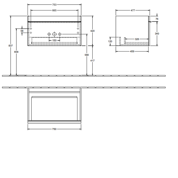 Тумба под раковину Villeroy&Boch Venticello  цвет-дуб графитовый A93401FQ hog2