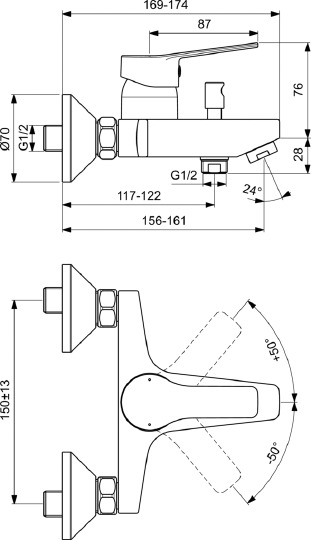 Смеситель Ideal Standard Entella BC236AA для ванны с душем