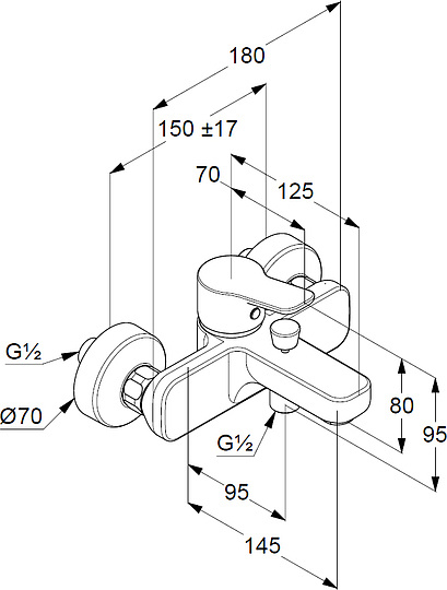 Смеситель Kludi Pure&Easy 376819165 для ванны с душем