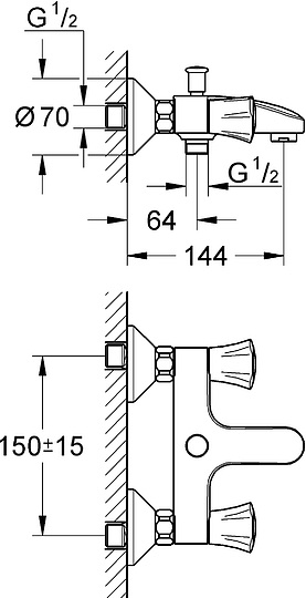 Смеситель Grohe Costa 25450001 для ванны с душем