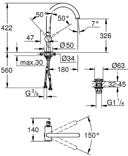 Смеситель Grohe Atrio New 32647003 для раковины