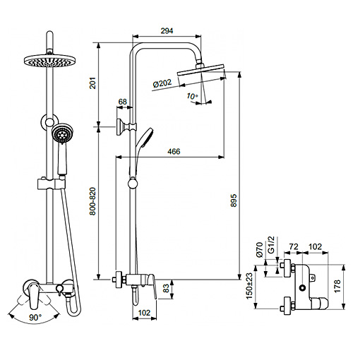 Душевая стойка Vidima Balance BA271AA