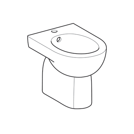 Биде напольное Geberit Renova, скрытое крепление, глубина 51 233010000