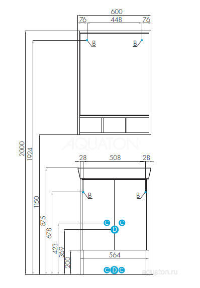 Тумба под раковину Aquaton Йорк 60 белый, выбеленное дерево 1A170201YOAY0