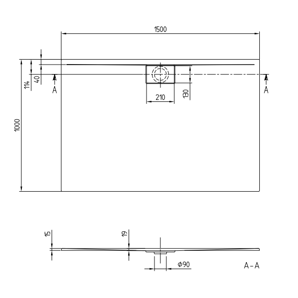 Душевой поддон Villeroy&Boch Architectura Metalrim  цвет-белый UDA1510ARA215V-01 pod1