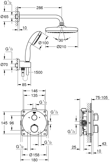 Душевой комплект Grohe Grohtherm 34727000