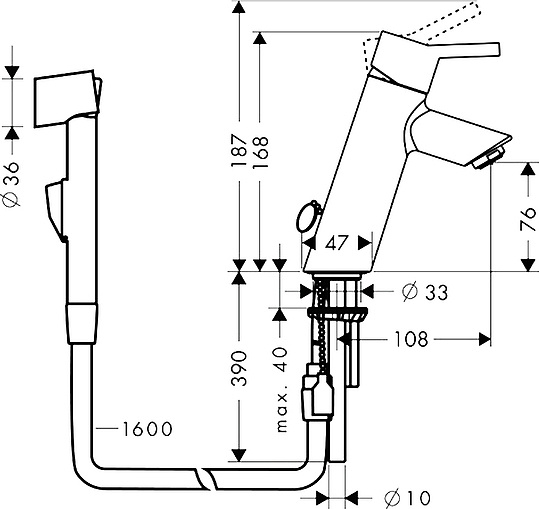Смеситель Hansgrohe Talis S2 32140000 для раковины с гигиеническим душем
