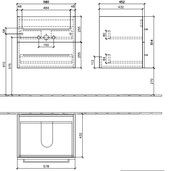 Тумба под раковину Villeroy&Boch Avento  цвет-Crystal Grey A88900B1 hog2