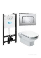 ПЭК Roca Dama Senso Pack подвесной унитаз + инсталляция + кнопка + сиденье 893104090
