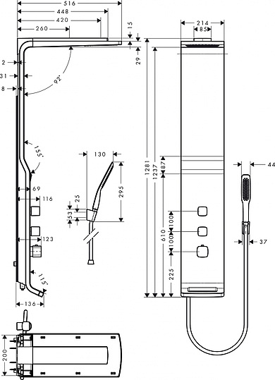 Душевая панель Hansgrohe Raindance Lift 27008000