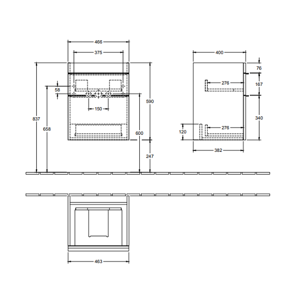 Тумба под раковину Villeroy&Boch Venticello  цвет-дуб графитовый A92201FQ hog2