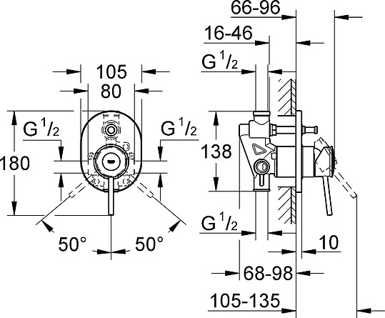 Смеситель Grohe BauClassic 29047000 С ВНУТРЕННЕЙ ЧАСТЬЮ