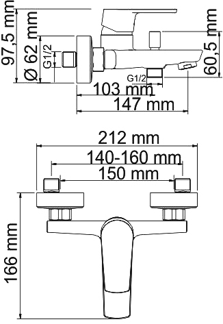 Смеситель Wasserkraft Dill 6101 для ванны с душем
