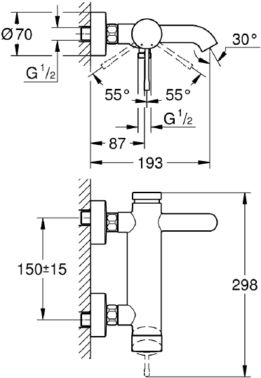 Смеситель Grohe Essence New 33624EN1 для ванны с душем