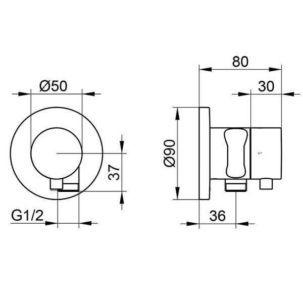 Встраиваемый запорный вентиль с переключателем на 2 потребителя 59 557 011 201