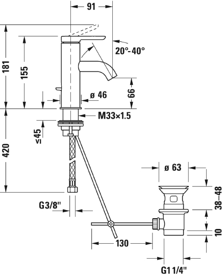 Смеситель Duravit C.1 C12400001010 для биде Смеситель Duravit C.1 C12400001010 для биде