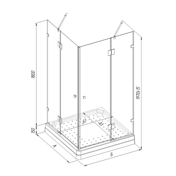 Душевая ширма к поддону 110 квадратный (стекла прозрачные) 1-09-0-0-0-1580