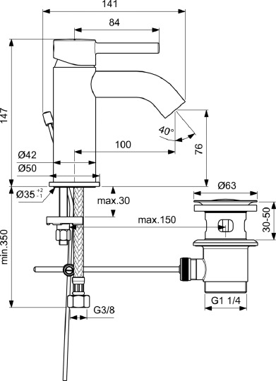 Смеситель Ideal Standard Ceraline BC193AA для умывальника