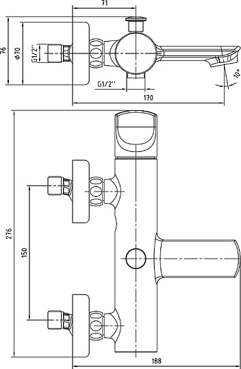 Смеситель E.C.A. Myra 104102470EX для ванны