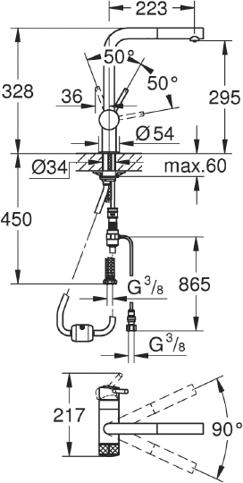 Смеситель Grohe Blue Pure Minta 31721000 для кухонной мойки
