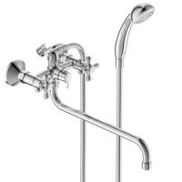 Смеситель для ванны/душа Vidima RETRO, поворотный излив 320 мм, душевой гарнитур в комплекте (душевая лейка Ø70 мм, металлический шланг 1500 мм, держ.), BA348AA