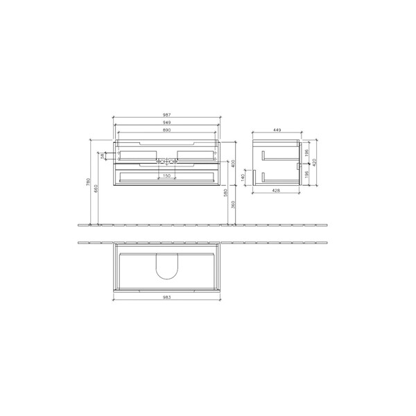 Тумба под раковину Villeroy&Boch Subway 2.0  цвет-дуб графитовый A69010FQ hog2