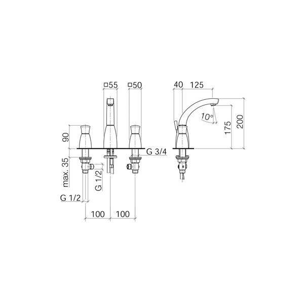 Cмеситель для раковины Dornbracht Villeroy & Boch Square  20.710.910.00 hog