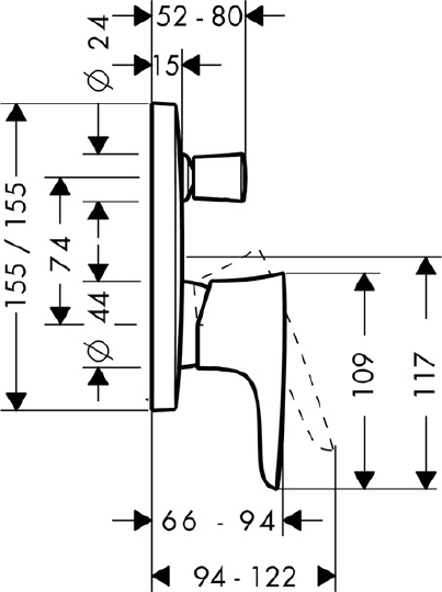 Смеситель Hansgrohe PuraVida 15445000 для ванны с душем