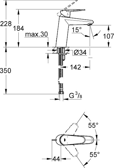 Смеситель Grohe Eurodisc Cosmopolitan 23449002 для раковины