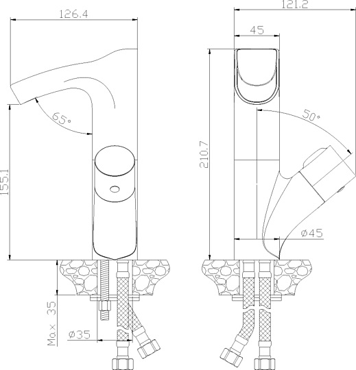 Смеситель Rossinka Z Z35-30W для раковины, с подсветкой
