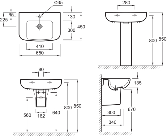 Раковина Jacob Delafon Odeon Up E4743 65 см