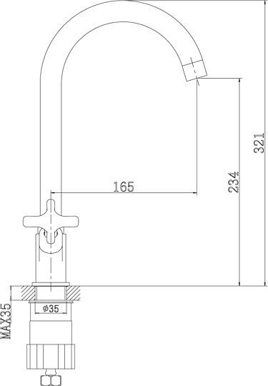 Смеситель Rossinka RS39-72U для кухонной мойки