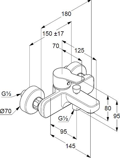 Смеситель Kludi Pure&Easy 376810565 для ванны с душем