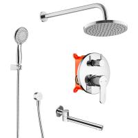 Душевой комплект со встраиваемым смесителем (с монтажным боксом), верхним душем и поворотным изливом Swedbe Platta 5544