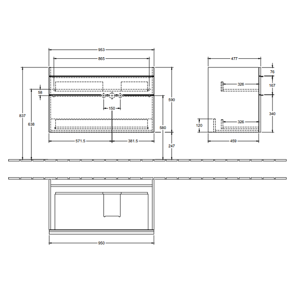 Тумба под раковину Villeroy&Boch Venticello  цвет-белый глянцевый A92803DH hog2