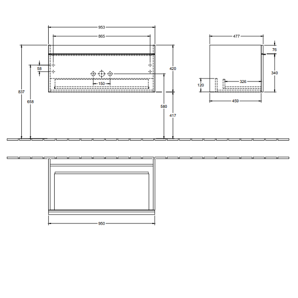 Тумба под раковину Villeroy&Boch Venticello  цвет-черный матовый A93505PD hog2