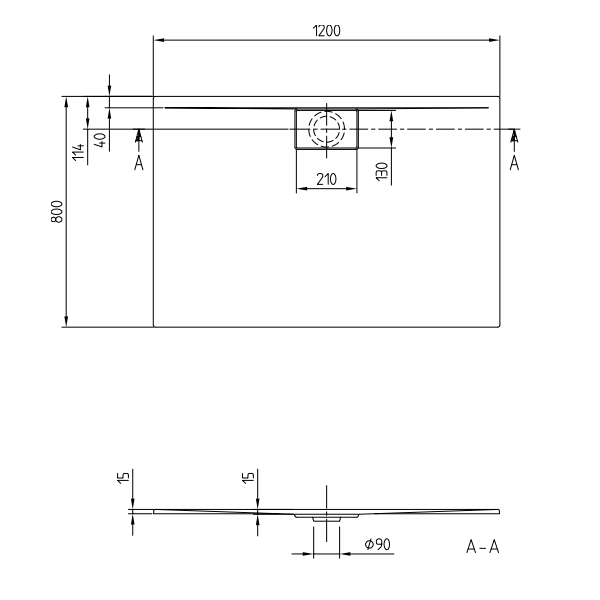 Душевой поддон Villeroy&Boch Architectura Metalrim  цвет-белый UDA1280ARA215V-01 pod1