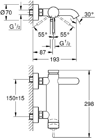 Смеситель Grohe Essence New 33624BE1 для ванны с душем