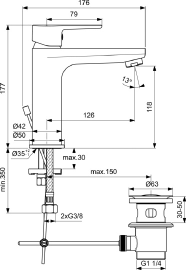 Смеситель Ideal Standard SESIA BC201AA для раковины