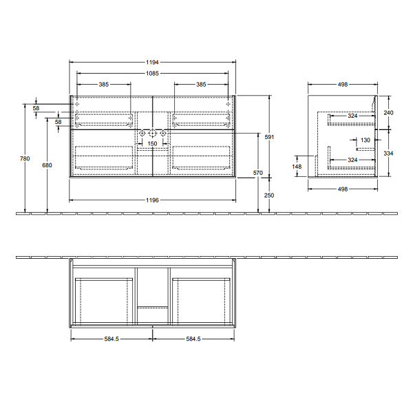 Тумба под раковину Villeroy&Boch Finion  цвет-Glossy White Lacquer F05000GF hog2