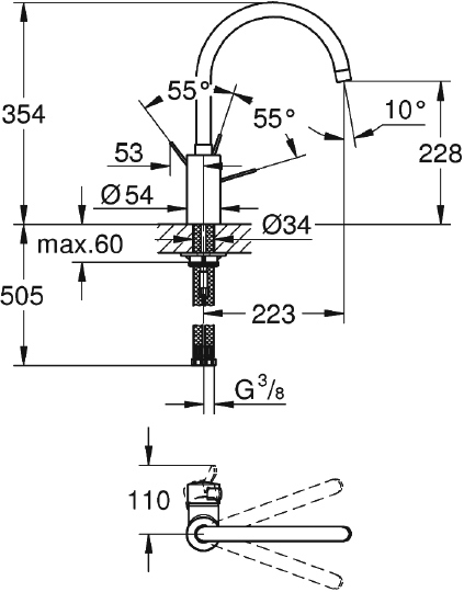 Смеситель Grohe Eurosmart Cosmopolitan 32843DC0 для кухонной мойки