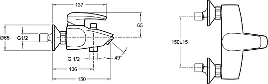 Смеситель Jacob Delafon Panache E71241-CP для ванны с душем