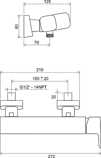 Смеситель Ravak 10° TD 032.00\150 для душа