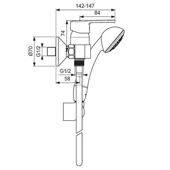 Смеситель Vidima Уно BA237AA для душа