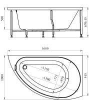 Акриловая Ванна Радомир Радомир Бергамо 168х100 (правосторонняя), каркас 2-01-0-2-1-215