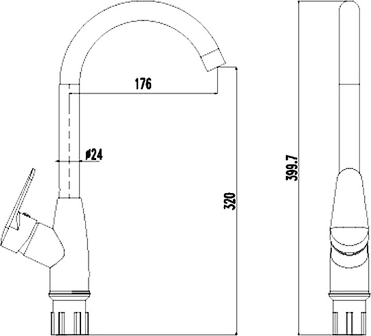 Смеситель Rossinka I I35-23 для кухонной мойки
