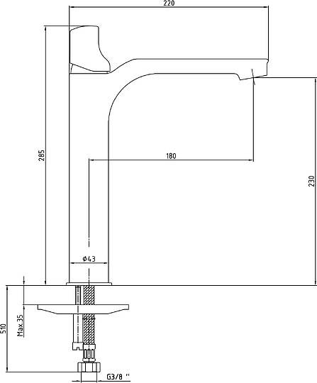 Смеситель E.C.A. Myra 104108984EX для раковины, для раковины-чаши