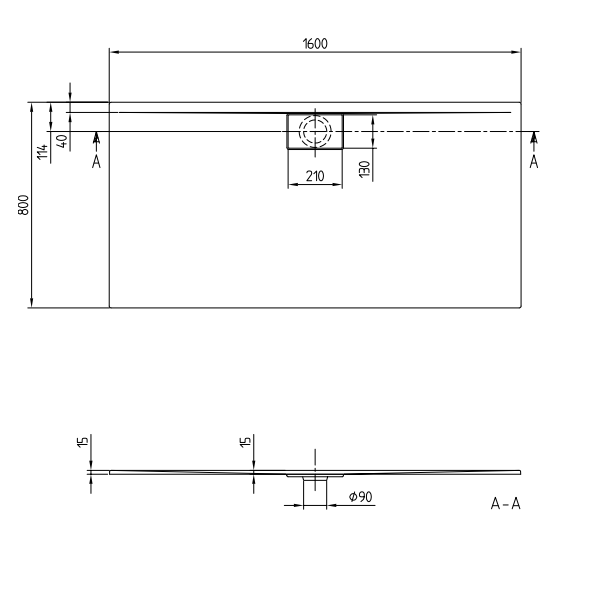 Душевой поддон Villeroy&Boch Architectura Metalrim  цвет-белый UDA1680ARA215V-01 pod1