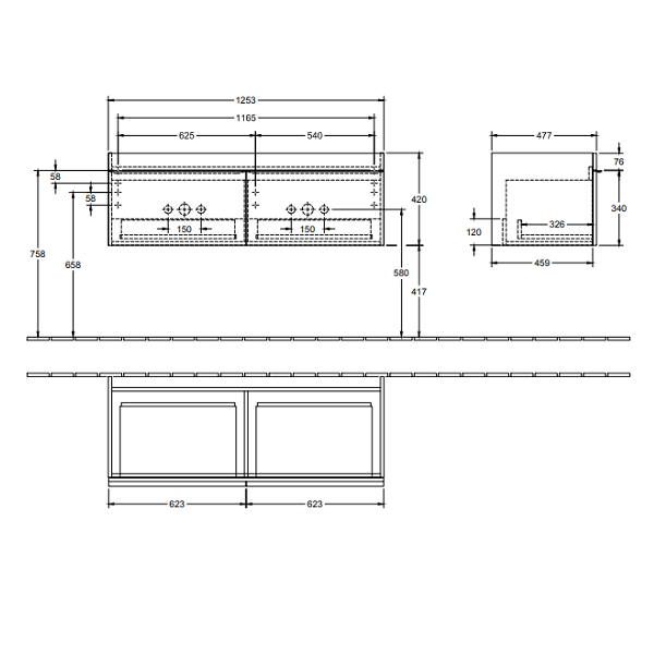 Тумба под раковину Villeroy&Boch Venticello  цвет-серый глянцевый A93901FP hog2