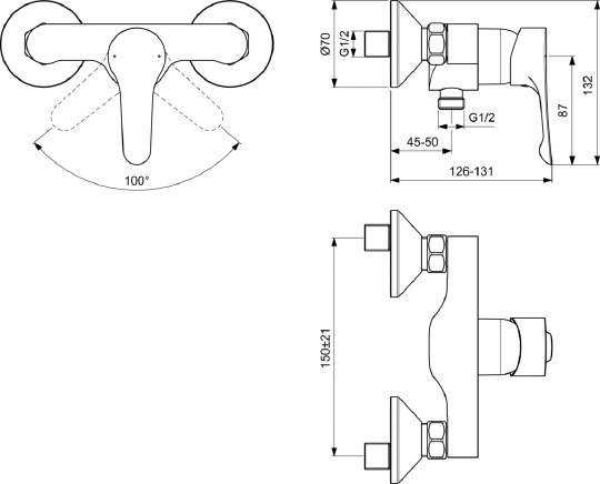 Смеситель Ideal Standard Dot 2.0 BC325AA для душа